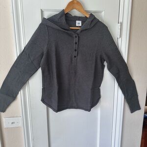 CAbi #4638 Charcoal Gray Hooded Henley Pullover